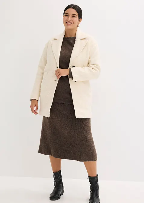 Kort, oversized k&aring;pe i boucl&eacute;, bonprix