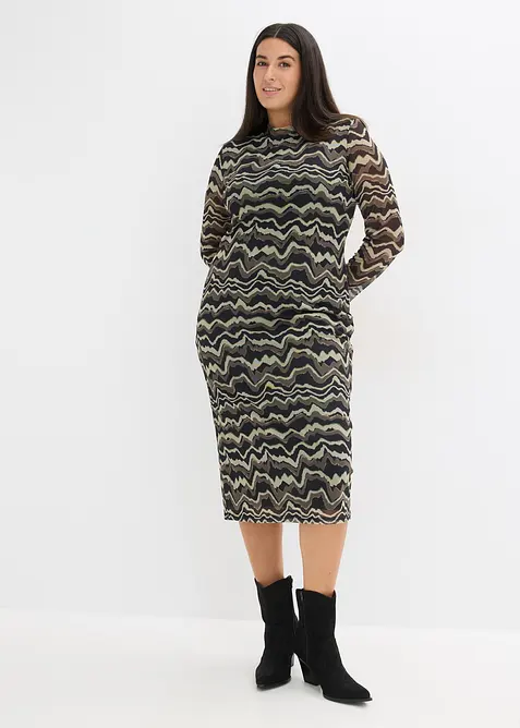 Midikjole i myk mesh, bonprix