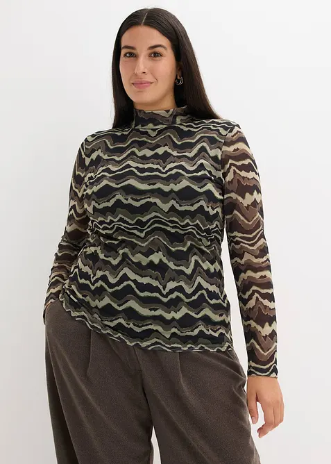 Langermet topp av myk mesh, bonprix