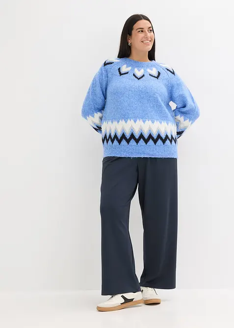 Strikket genser med glitterstriper, bonprix