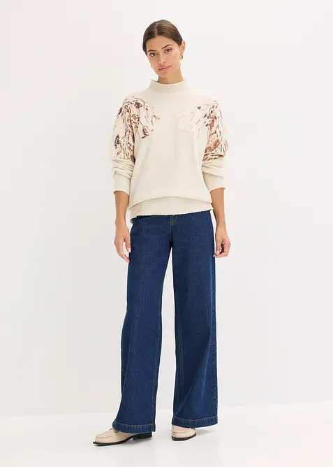 Oversized genser med paljetter, bonprix