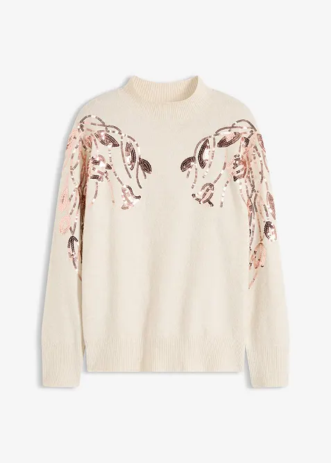 Oversized genser med paljetter, bonprix