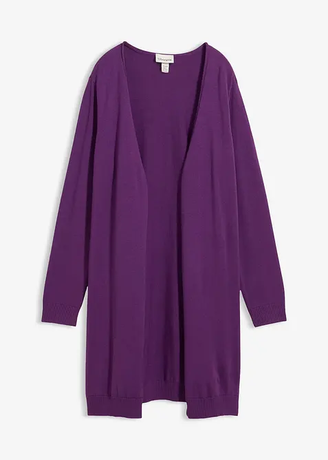 Lang strikkejakke med rullekant, bonprix