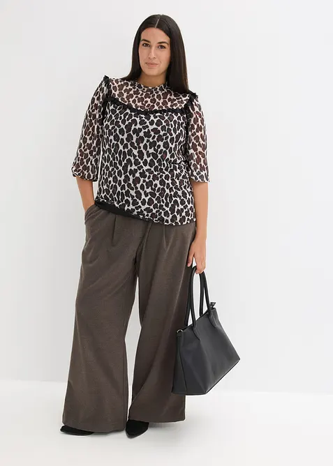 Topp av myk mesh med blonde, bonprix