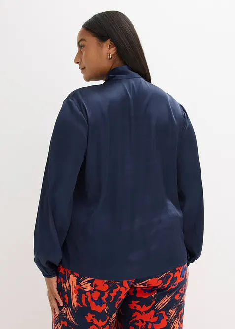 Bluse med sløyfe av lett sateng, bonprix