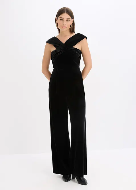 Jersey-jumpsuit av lett fløyel, bonprix
