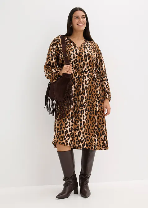 Midikjole av lett sateng, bonprix