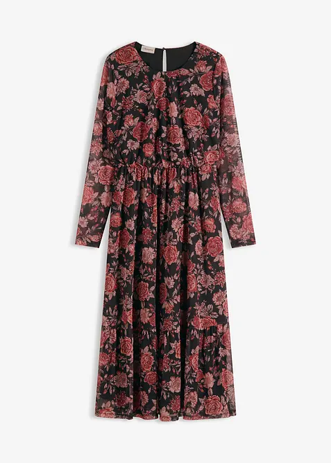 Midikjole i myk mesh, bonprix