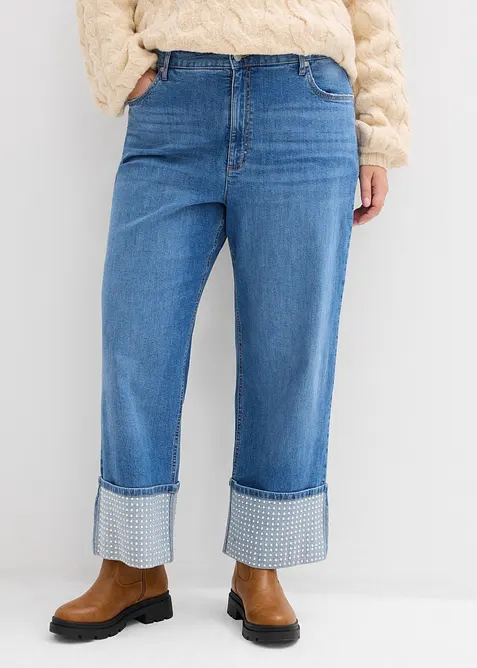 Straight-jeans High Waist med turn up, bonprix