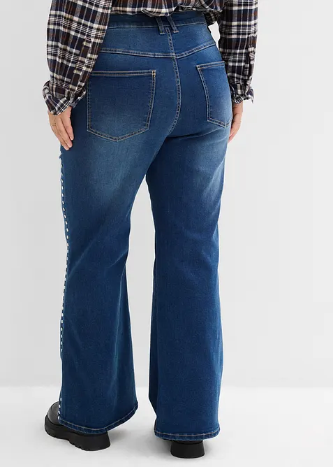 Flared-jeans High Waist med naglebesetning, bonprix