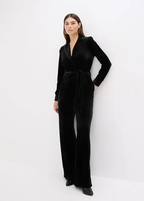 Jersey-jumpsuit av lett fløyel, bonprix