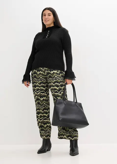 Vid bukse av lett viskosekrepp, bonprix