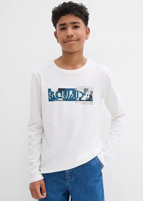 Langermet topp i 100% økologisk bomull (2-pack), bonprix