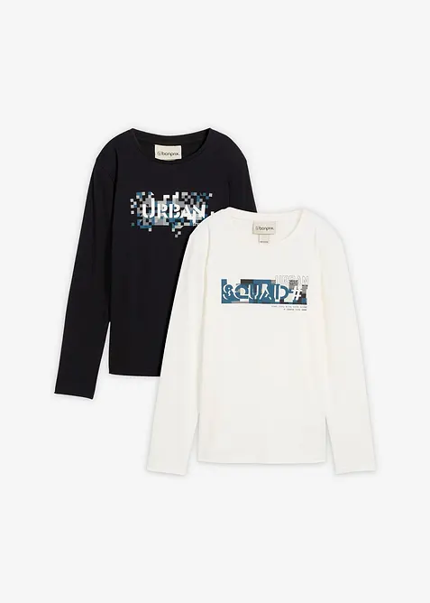 Langermet topp i 100% økologisk bomull (2-pack), bonprix