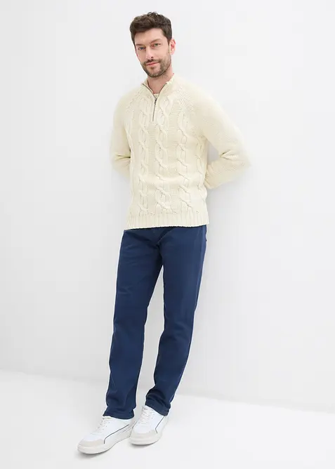 Regular fit-bukse i varmende materiale med mykt flanellf&ocirc;r og stretch, Straight, bonprix