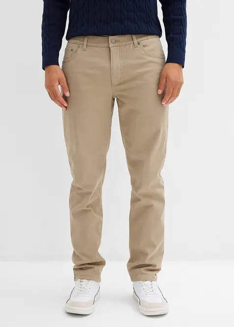 Regular Fit-bukse i varmende materiale med mykt flanellfôr og stretch, Straight, bonprix