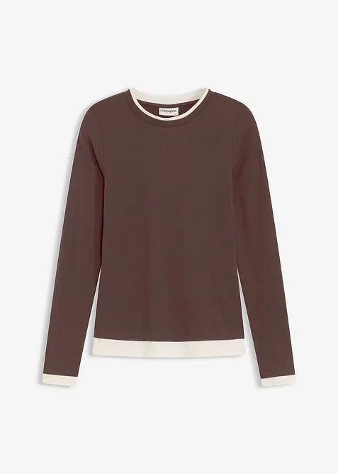 Langermet topp i bomullsmiks, bonprix