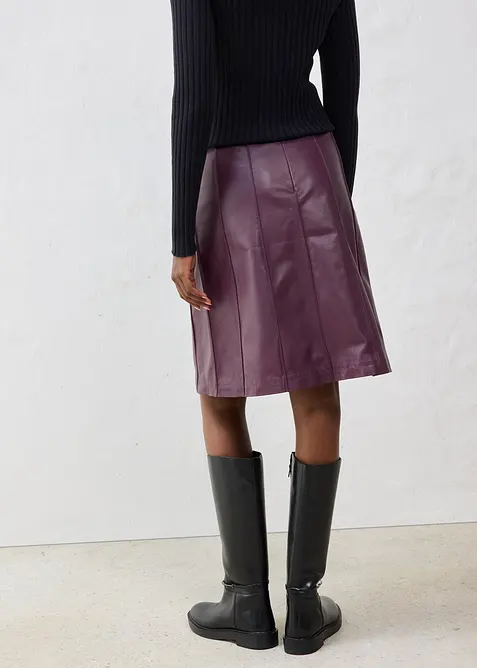 Utskrådd skinnskjørt i lammenappa, bonprix