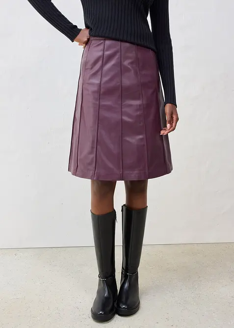 Utskrådd skinnskjørt i lammenappa, bonprix