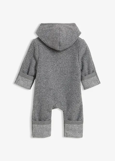 Babyoverall i ullstil med hette, bonprix