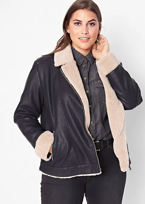 Jakke i imitert skinn, f&ocirc;ret, bonprix