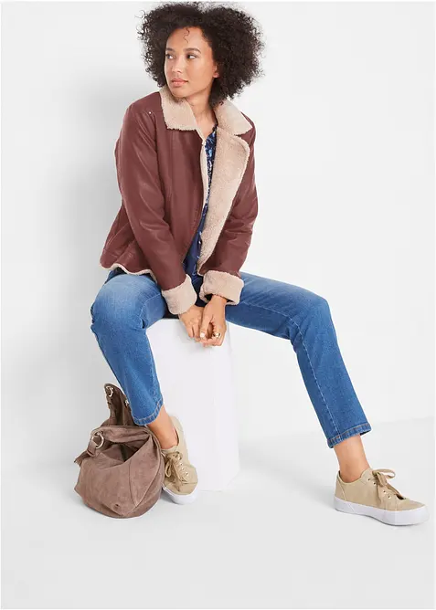 Jakke i imitert skinn, fôret, bonprix