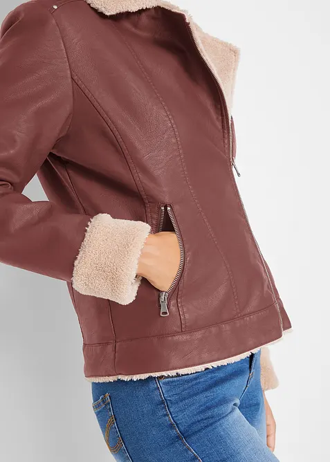 Jakke i imitert skinn, fôret, bonprix