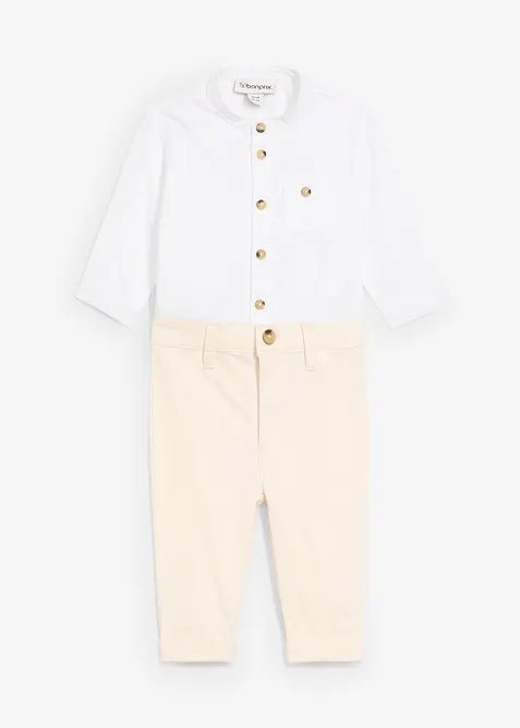 Body med krage og chinos (2-delt sett), bonprix