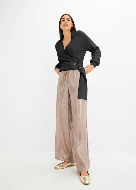 Genser i omslagsmodell med tilbehør, bonprix