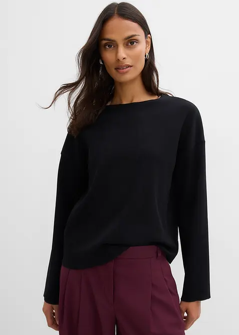 Langermet topp i ribbemateriale, bonprix