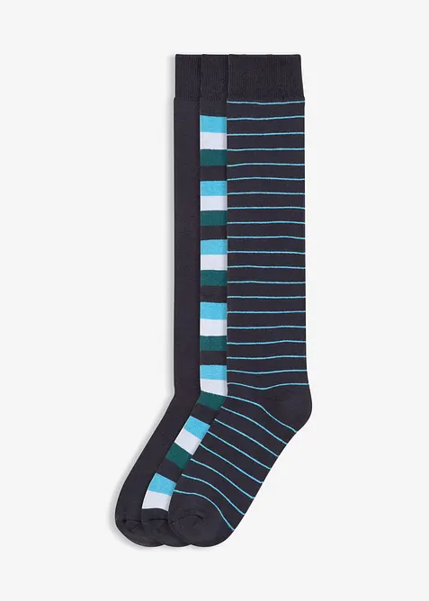 Termo-knestrømper med myk frotté på innsiden med økologisk bomull (3-pack), bonprix