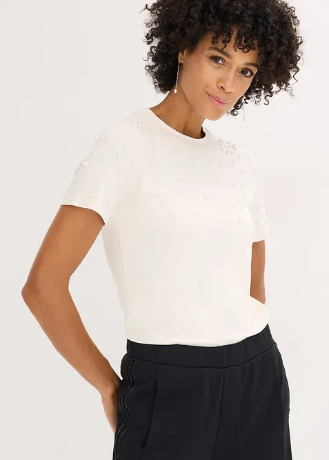 Topp med applikerte perler, bonprix
