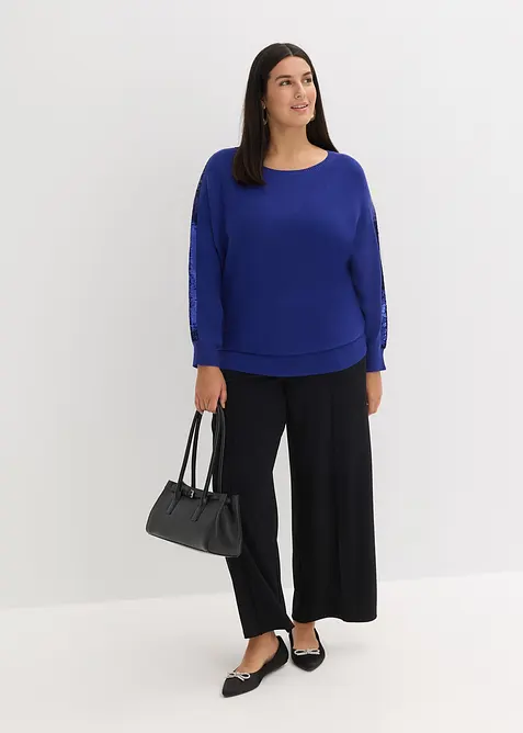 Finstrikket genser med paljetter, bonprix