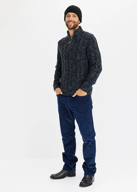 Relaxed fit-kordfløyelsbukse med flanellfôr, Straight, bonprix