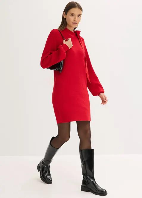 Strikkekjole i myk viskosemiks med sl&oslash;yfe, bonprix