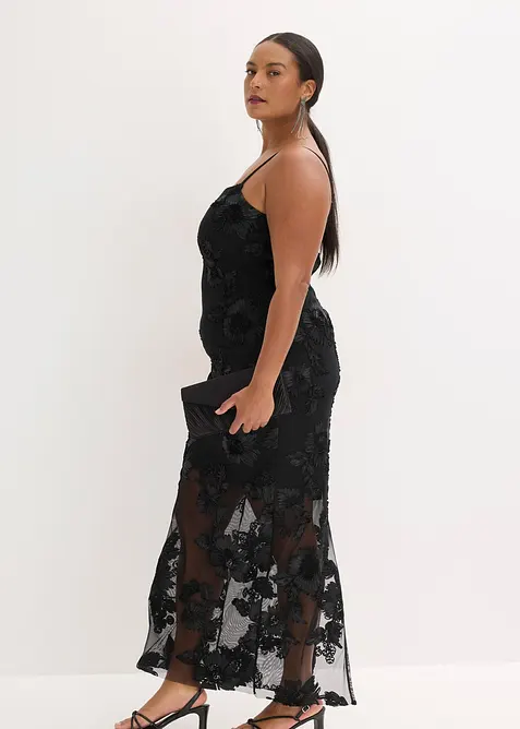 Maxikjole med blomsterbroderi, bonprix