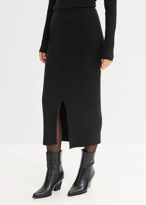 Finstrikket skjørt av myk viskosemiks, bonprix