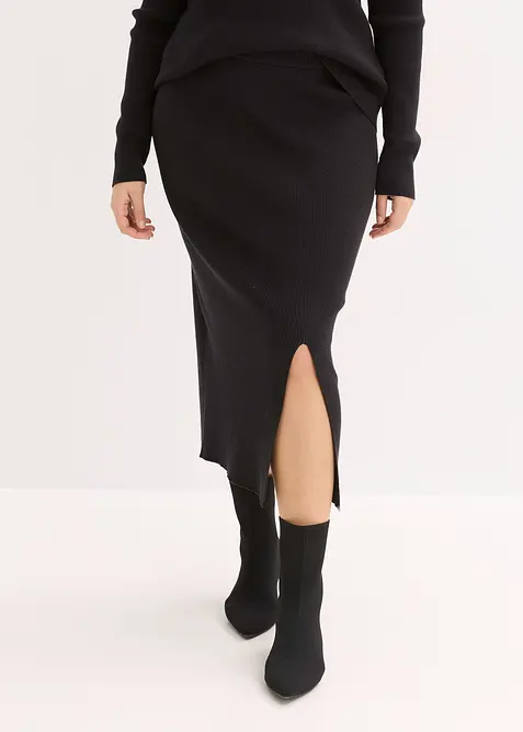 Finstrikket skjørt av myk viskosemiks, bonprix