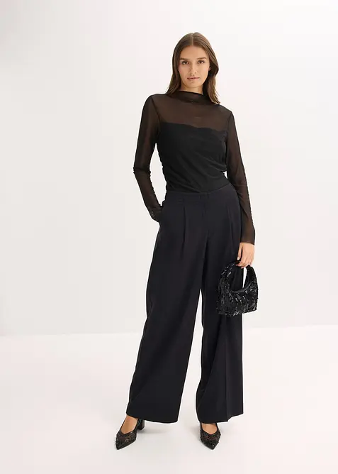 Langermet topp med fin mesh, bonprix