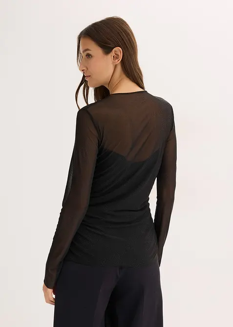 Langermet topp med fin mesh, bonprix