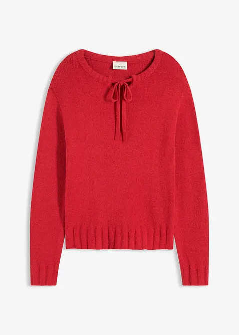 Grovstrikket genser med knyting, bonprix