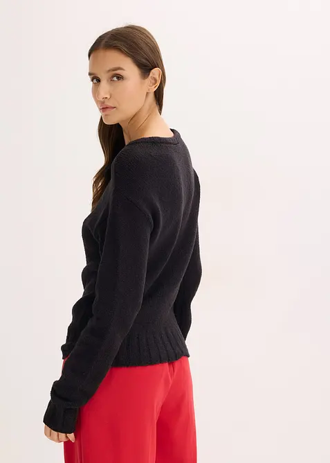 Grovstrikket genser med knyting, bonprix