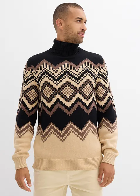 Pologenser med ikat-mønster i myk bomullsmiks, bonprix