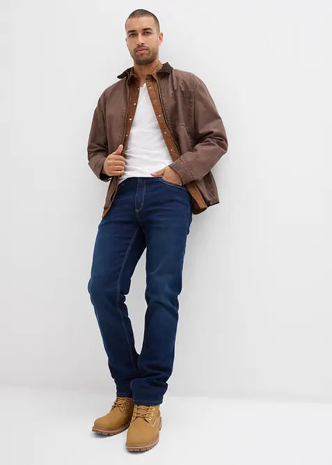 Thermo Regular Fit stretch-jeans med mykt jerseyf&ocirc;r og komfortlinning, Straight, bonprix