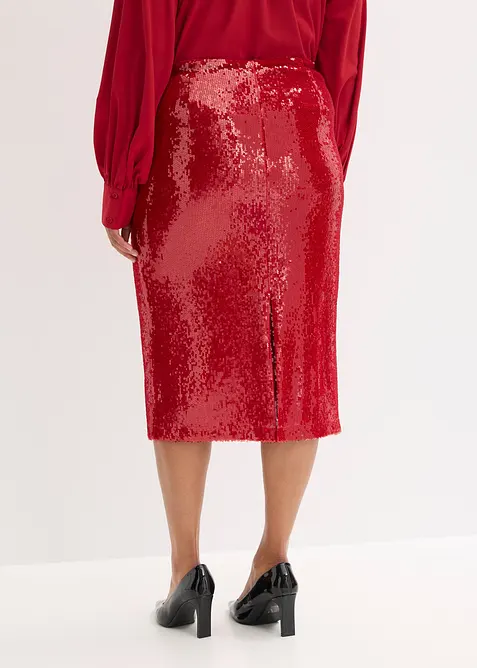 Paljettbrodert midiskjørt, bonprix