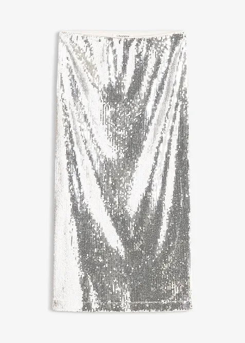 Paljettbrodert midiskjørt, bonprix