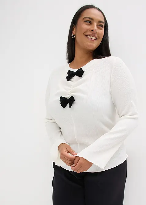 Langermet topp i strukturert krepp, bonprix