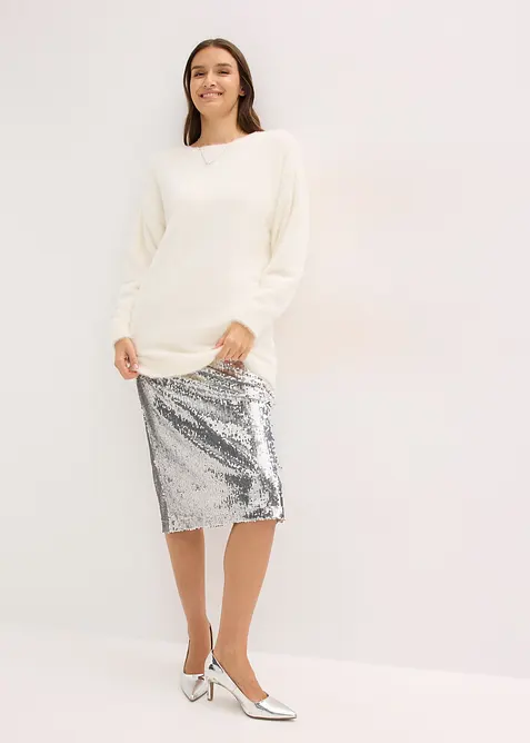 Lang genser i mykt fjærgarn, bonprix