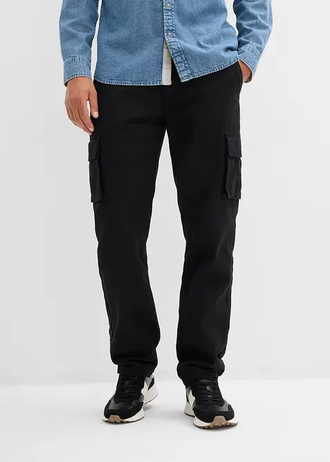 Relaxed Fit cargo-termobukse med flanellfôr og komfortlinning, Straight, bonprix
