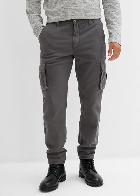 Relaxed Fit cargo-termobukse med flanellf&ocirc;r og komfortlinning, Straight, bonprix